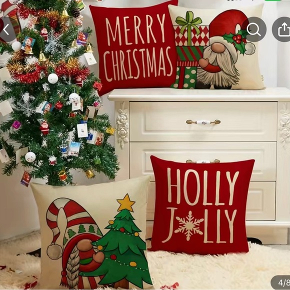 Christmas Pillowcases,17.7x17.7 Inch, Set Of 4, Pillow Inserts Not included B25 - Picture 2 of 5